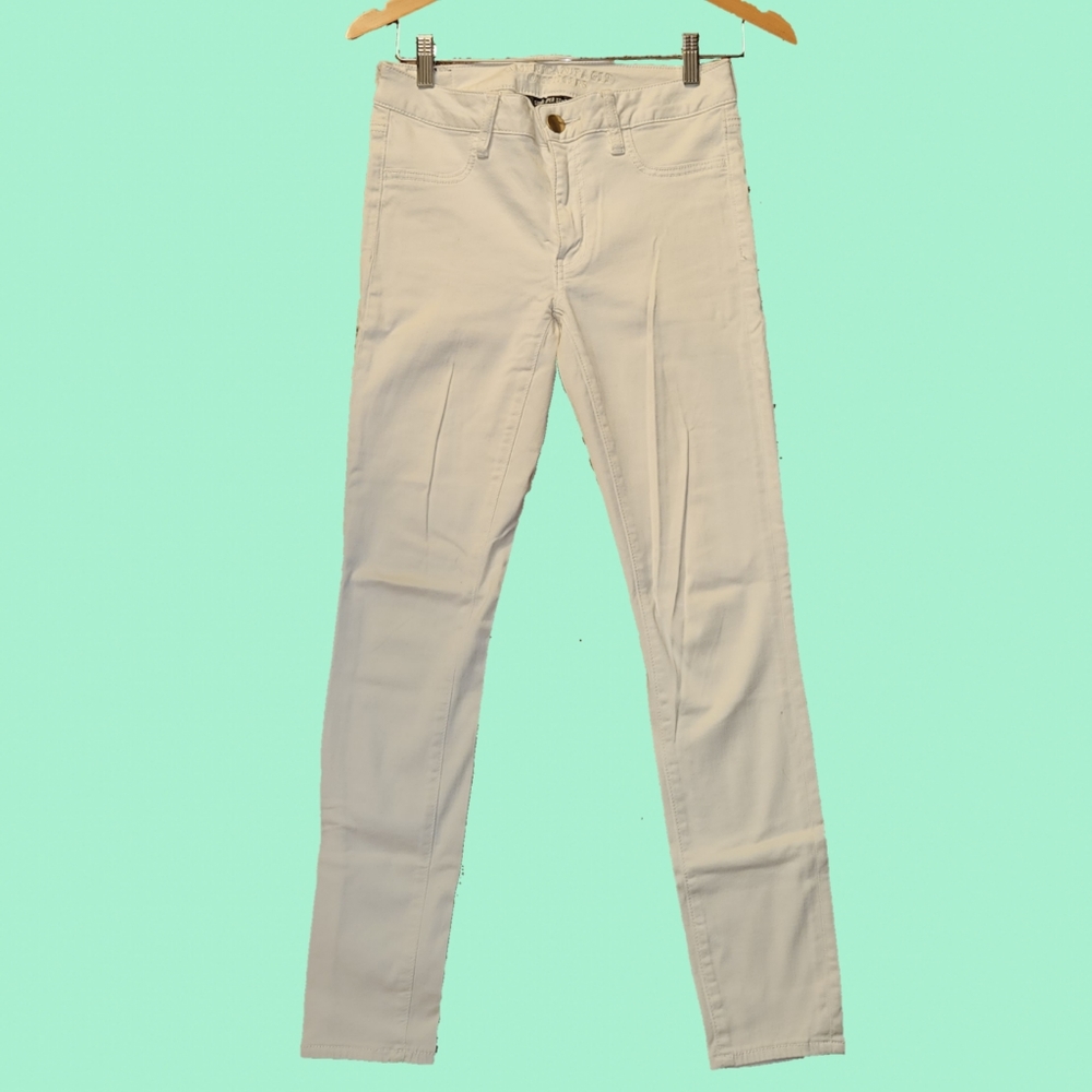 American Eagle White Mid-Rise Jeggings, 8, Gently Worn